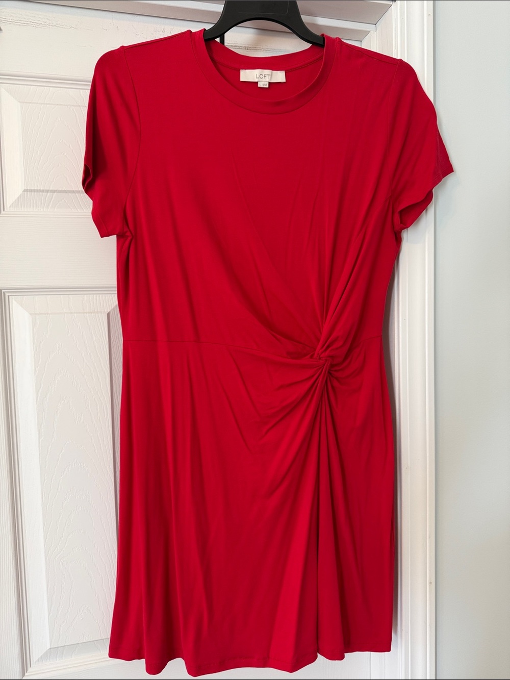 LOFT Red Knot-Detail Short Sleeve Mini Dress